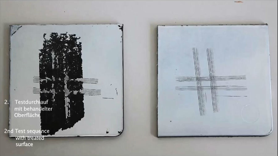 涂層劃格法測試檢驗(yàn)附著力促進(jìn)劑效果對比圖
